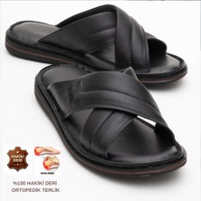 Cozi Company Erkek %100 Hakiki Deri Özel Tasarım Günlük Rahat Büyük Numara Terlik (45-46-47)