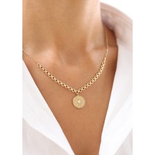 Zeyd Jewelry Vintage Taşlı Madalyon Modeli 14 Ayar Altın Kolye