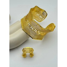 Biju Yılmaz Vip 22K Altın Kaplama Yüzük Kelepçe Set - 2622KLP09