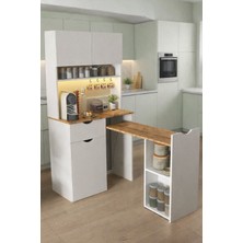 Setay Lectus Kahve Köşesi + Çok Amaçlı Dolap, Açılır Katlanabilir Mutfak Masası - Ceviz