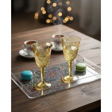 Akden Store Kesme Kristal Renkli Kadeh, Su Bardağı 270CC