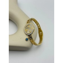 Biju Yılmaz Çelik Gold Taşlı Desenli Çeyreklik Kelepçe - 26KLP24