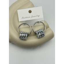 Biju Yılmaz Vip Silver Taşlı Sallantılı Halka Küpe - 26VIPKP37