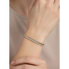 Biju Yılmaz Çelik Gold Baget Taşlı Su Yolu Bileklik - 26SLB02