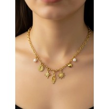 Biju Yılmaz Çelik Gold Charm'lı Kolye - 25-CLKK142