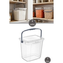 Flora 7 Lt Erzak Saklama Kabı, Kulplu Kapaklı Un Bakliyat Gıda Çok Amaçlı Saklama Kutusu 1 Adet