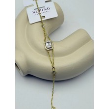 Biju Yılmaz Xuping Gold Baget Taşlı Zincir Bileklik 25 -XPB28