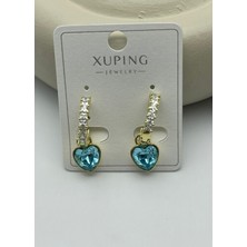 Biju Yılmaz Xuping Gold Turkuaz Taşlı Kalp Küpe - 25XPKP360