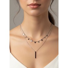 Biju Yılmaz Çelik Silver Ikili Zincir Kolye - 25-CLKK182