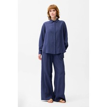Love My Body Beli Lastikli Bol Paça Pantolon Lacivert 153L9873000