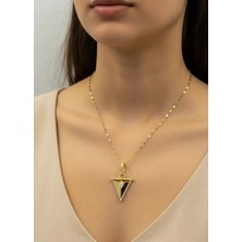 Biju Yılmaz Çelik Gold Taşlı Üçgen Kolye - 26CLKO15