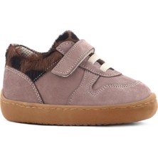 Rakerplus Bob Hakiki Deri Açık Kahve Desenli Barefoot Cırtlı Lastikli Bebek Sneaker Ayakkabı