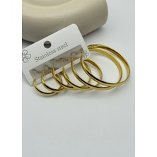 Biju Yılmaz Çelik Gold 6'lı Halka Küpe - 25-CLK91