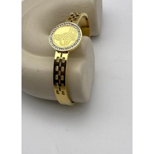 Biju Yılmaz Çelik Gold Çeyrekli Taşlı Kelepçe - 26KLP21