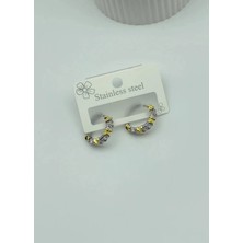 Biju Yılmaz Çelik Gold Taşlı x Küpe -  25-CLK58