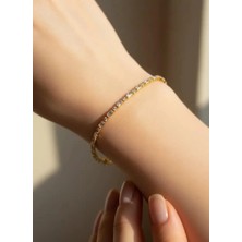 Biju Yılmaz Çelik Gold Baget Taşlı Su Yolu Bileklik - 26SLB25