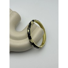 Biju Yılmaz Vip Gold Çiçekli Siyah Mineli Kelepçe - 26KLP33