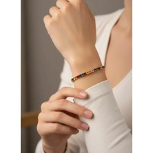 Biju Yılmaz Çelik Gold Renkli Baget Taşlı Su Yolu Bileklik - 26SLB37