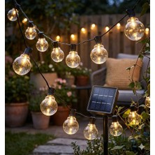Gaman Güneş Enerjili LED Ampul Görünümlü Bahçe Işık Zinciri-Dekoratif Dış Mekan Aydınlatma,suya Dayanıklı