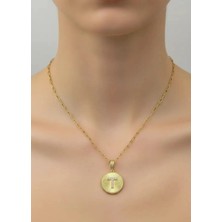 Biju Yılmaz Çelik Gold Madalyon T Harf Kolye - 25-CLKK203