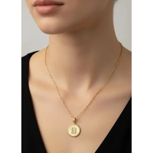 Biju Yılmaz Çelik Gold Madalyon B Harf Kolye - 25-CLKK210