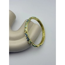 Biju Yılmaz Vip Gold Mavi Çiçekli Taşlı Mineli Kelepçe - 26KLP26