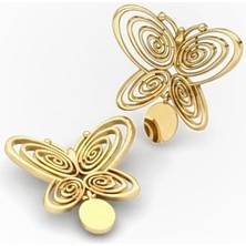 Merve Takı Füsun Kelebek Küpe Gold Renk Model Pirinç Kadın Küpe