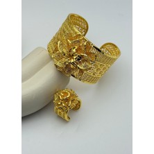 Biju Yılmaz Vip 22K Altın Kaplama Yüzük Kelepçe Set - 2622KLP07