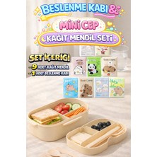 M&H Premium Beslenme Seti: 1 Adet Beslenme Kabı ve 9 Adet Kağıt Mendil