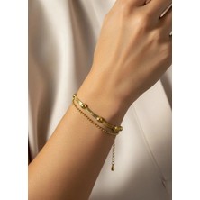 Biju Yılmaz Çelik Gold Ikili Bileklik - 25-BLK320