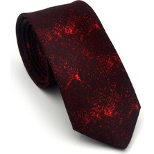 Gaffy Kırmızı Desenli Bordo Dokuma Kumaş Mendilli Slim Fit Kravat // SDK-2613-4