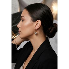 Lykos Çelik Gold Renk Kelebek Model Zirkon Taş Detay Kadın Küpe