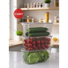 Okyanus Home 3 Adet Kapaklı Midi Buzdolabı Organizeri ve Saklama Kabı 4500ML