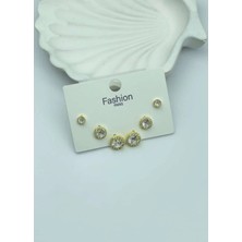 Biju Yılmaz Vip Gold 6'lı Taşlı Küpe - 25-VIP123