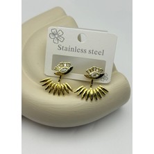 Biju Yılmaz Vip Gold Taşlı Tasarım Küpe - 26VIPKP44