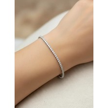 Biju Yılmaz Çelik Silver Mini Yuvarlak Taşlı Su Yolu Bileklik - 26SLB20