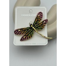 Biju Yılmaz Vip Gold Renkli Taşlı Yusufçuk Broş - 26BRS13