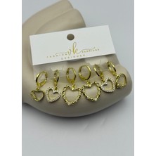 Biju Yılmaz Vip Gold Taşlı Kalp Sallantılı 6'lı Küpe - 26VIPKP59