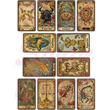 Pink Swan Craft Vintage Burçlar Tarot Kartları Etiket Seti – Yapışkanlısticker, Scrapbook & Bullet Journal Için