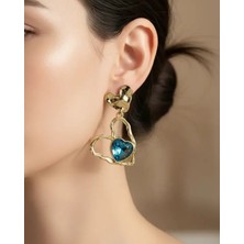 Biju Yılmaz Xuping Gold Mavi Kalp Küpe - 25-XPKP307