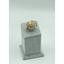 Biju Yılmaz Çelik Gold Ayarlanabilir Taşlı Yüzük - 25YZK40