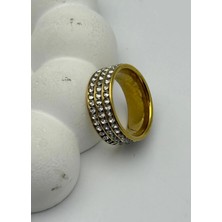 Biju Yılmaz Çelik Gold 6'lı Taşlı Yüzük - 26YZK01