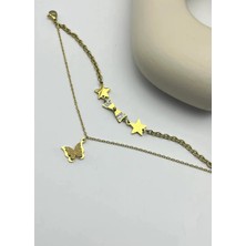 Biju Yılmaz Çelik Gold Ikili Kelebek Bileklik - 25-BLK157