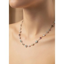 Biju Yılmaz Çelik Silver Renkli Taşlı Serenay Kolye - 25-CLKK154