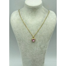 Biju Yılmaz Çelik Gold Pembe Taşlı Kolye - 25-CTR214