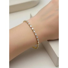 Biju Yılmaz Çelik Gold Baget Taşlı Su Yolu Bileklik - 26SLB06