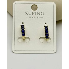 Biju Yılmaz Xuping Gold Mavi Taşlı Küpe - 25-XPKP216