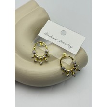 Biju Yılmaz Vip Gold Taşlı Tasarım Küpe - 26VIPKP08