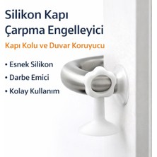 4 Lü Vantuzlu Geçmeli Kapı Kolu Stoper Set Beyaz