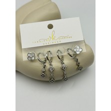 Biju Yılmaz Vip Silver Taşlı Yonca Sallantılı 6'lı Küpe - 26VIPKP60